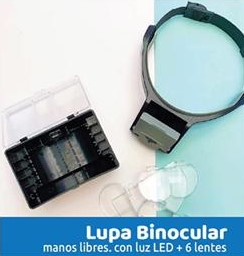 LUPA BINOCULAR MANOS LIBRES-LUZ LED+6 LENTES YT-80366