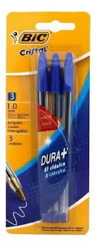 BOLIGRAFO BIC DURA+ CRISTALx3u AZUL.