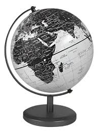 GLOBO TERRAQUEO BASE METAL.NEGRO 14cm. POLITICO