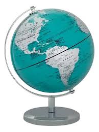 GLOBO TERRAQUEO B.CROM.TURQUESA 14cm. POLITICO