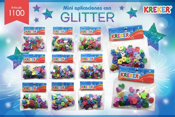 GOMA EVA MINI APLICACIONES GOMALINA GLITTER x 85 u