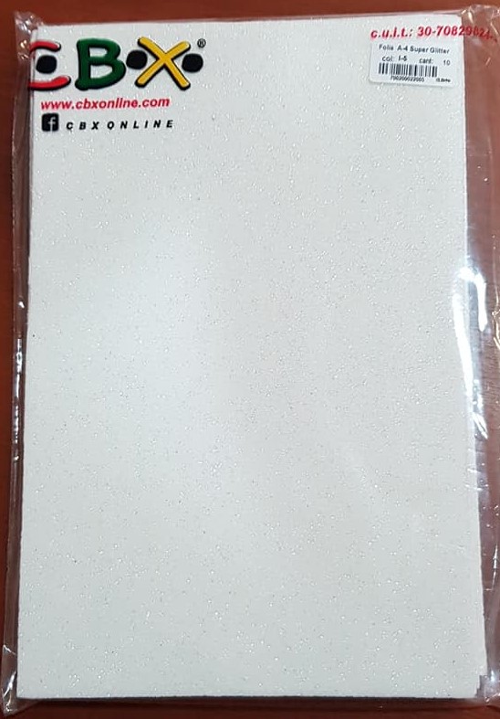 GOMA EVA ADHESIVA GLITTER A4 - BLANCO