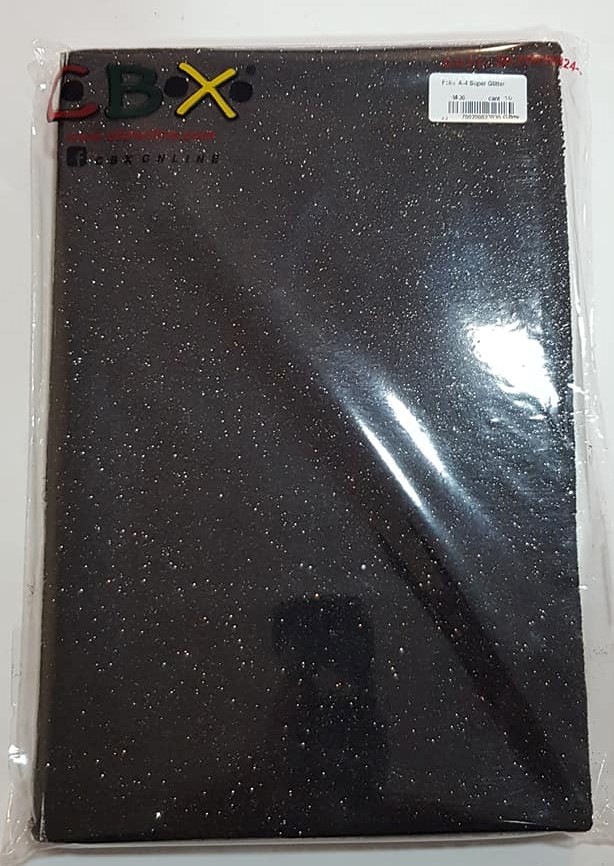 GOMA EVA ADHESIVA GLITTER A4 - NEGRO