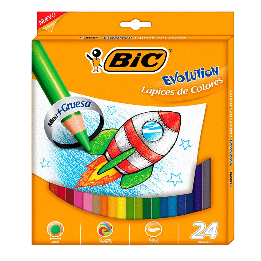 LAPIZ  BIC EVOLUTION COLOR 4mm x 24 L
