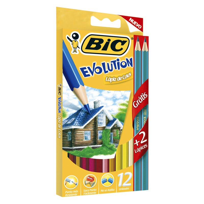 LAPIZ COLOR BIC EVOLUTION  X 12 L.+ 2 GRAFITOS