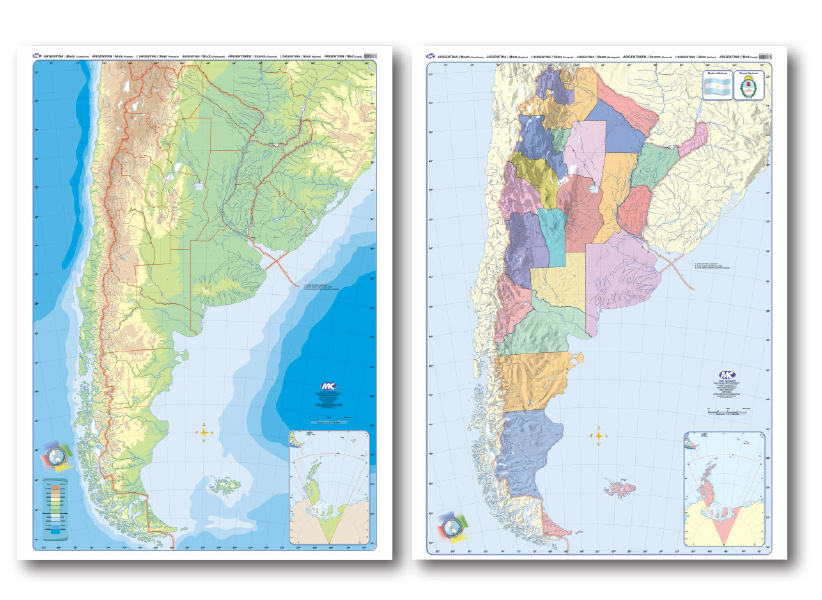 MAPA MURAL MUDO 130*95 FIS/POL. BIFAZ - ARGENTINA