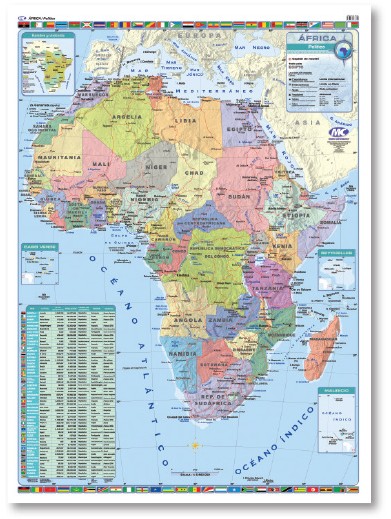 MAPA MURAL 130x95 LAM+V.AFRICA POLITICO
