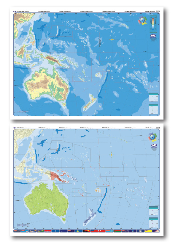 MAPA MURAL MUDO 130*95 FIS/POL. BIFAZ - OCEANIA