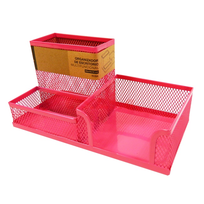 ORGANIZADOR MALLA METAL ROSA