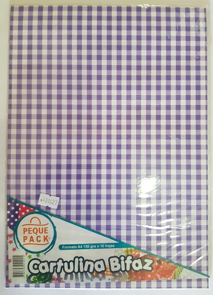 CARTUL.ENTRET.A4-150gr x 10u. CUADR- VIOLETA/NARANJA