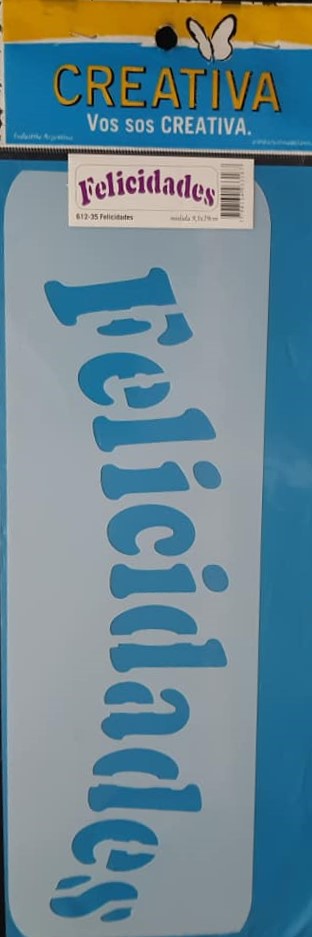 STENCIL 9.5x29 CREATIVA 612-0035 - FELICIDADES 