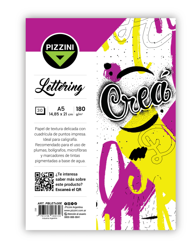 BLOCK LETTERING PIZZINI A5 .180gr.x 30h.