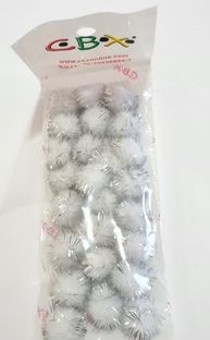 POMPONES METALIZADO 15mm x 25u - BLANCO