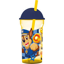 VASO 460ml. TRANSP.TAPA.ALTA - PAW PATROL