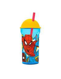 VASO 460ml. TRANSP.TAPA.ALTA - SPIDERMAN