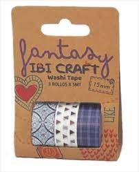 CINTA WASHI TAPE IBI BLUE x 3 rollos