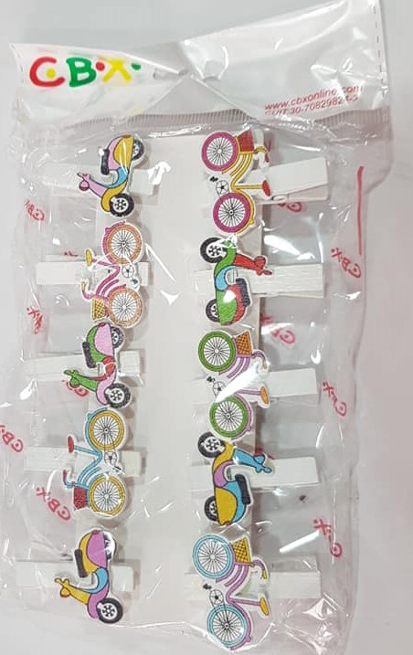 BROCHE MADERA APLIQUES MOTO-BICI 35mm x 10u