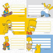 SIMPSNOS ETIQUETAS ESCOLARES x 12u