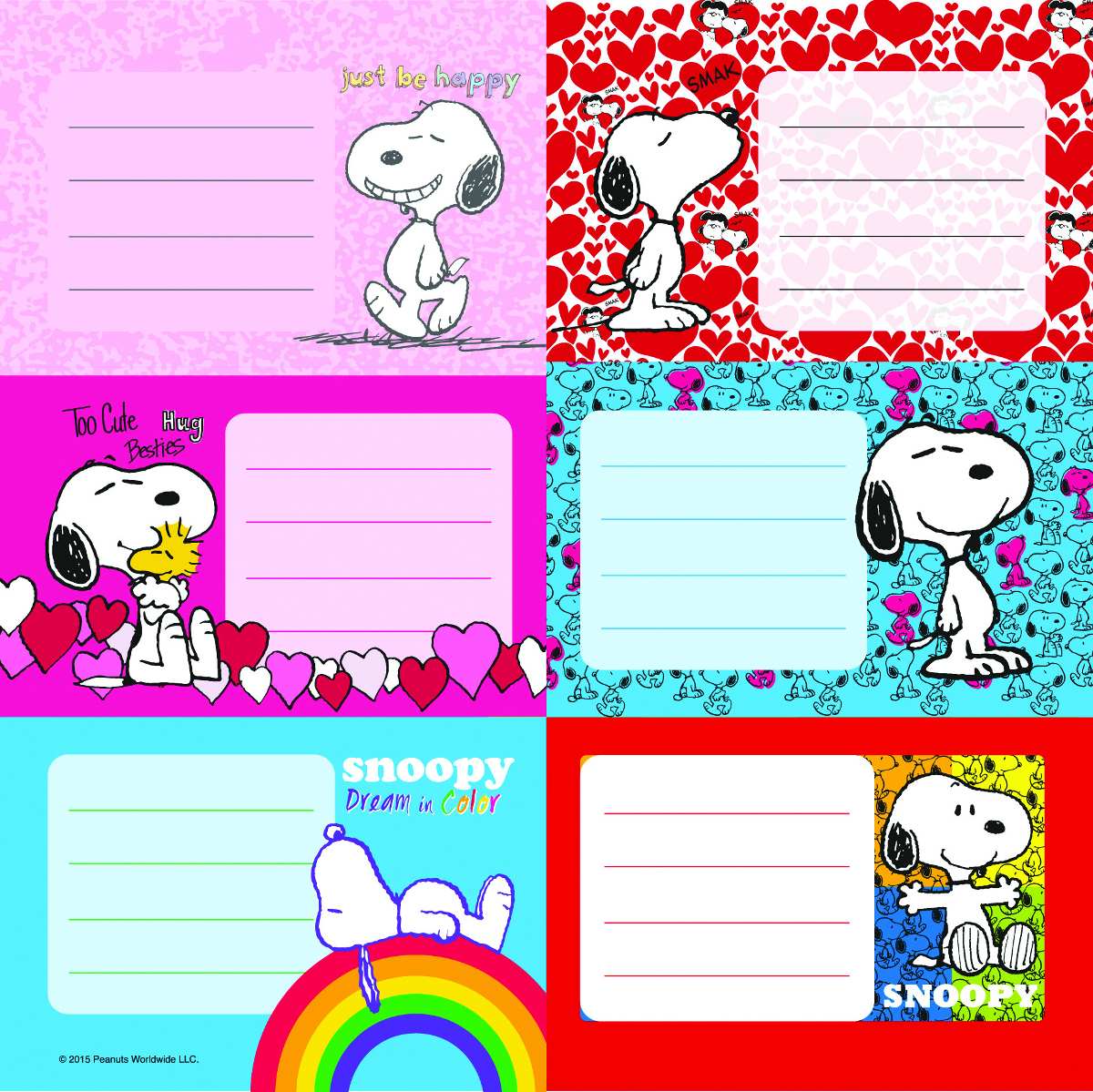 SNOOPY ETIQUETAS ESCOLARES x 12.