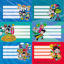 TEEN TITANS ETIQUETAS x12u