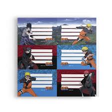 NARUTO ETIQUETAS ESCOLARES x 12u